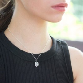 Freeform Rainbow moonstone necklace, sterling silver