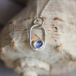 Rainbow moonstone necklace, sterling silver