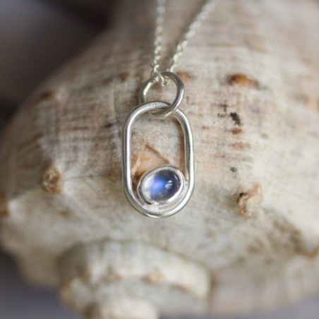 Rainbow moonstone necklace, sterling silver