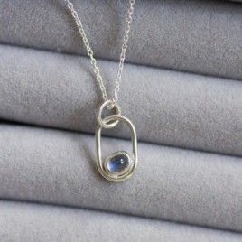 Rainbow moonstone necklace, sterling silver