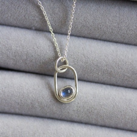 Rainbow moonstone necklace, sterling silver