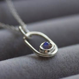Rainbow moonstone necklace, sterling silver