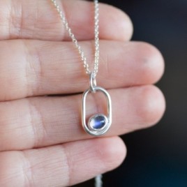 Rainbow moonstone necklace, sterling silver