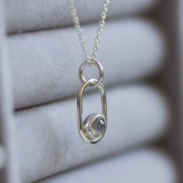 Rainbow moonstone necklace, sterling silver