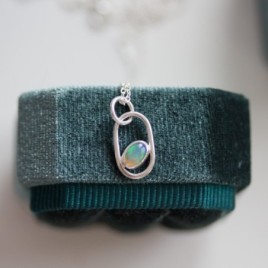Opal necklace, sterling silver, October birthstone