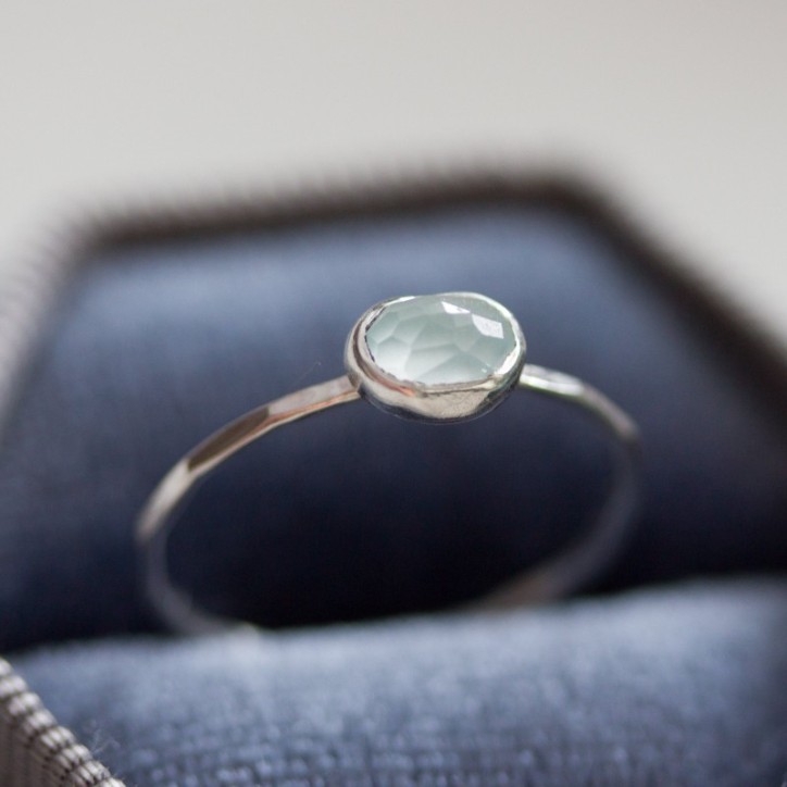 Oval Aquamarine ring - skinny stackable ring Oval Aquamarine ring - skinny stackable ring