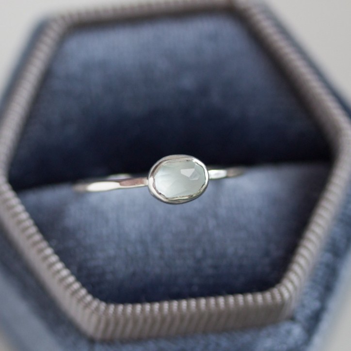 Oval Aquamarine ring - skinny stackable ring Oval Aquamarine ring - skinny stackable ring