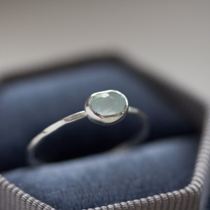 Oval Aquamarine ring - skinny stackable ring Oval Aquamarine ring - skinny stackable ring