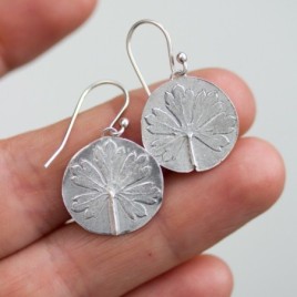 Nature inspired dangle earrings with Pelargonium leaf impressions