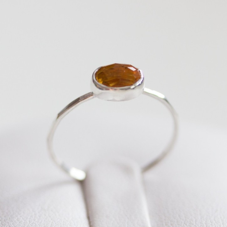 Oval Citrine ring - skinny stackable ring with rose cut Citrine stone Oval Citrine ring - skinny stackable ring with rose cut Citrine stone