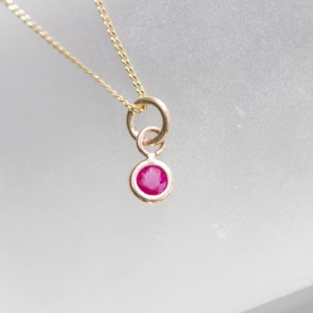 Tiny Ruby necklace - delicate gold necklace with faceted Ruby