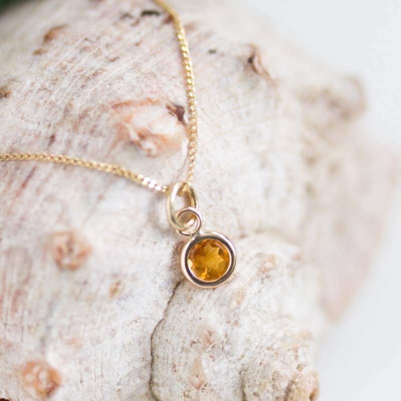 Tiny Citrine necklace - delicate gold necklace