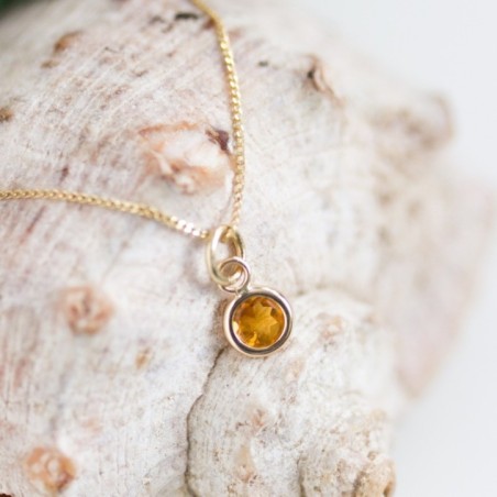 Tiny Citrine necklace - delicate gold necklace