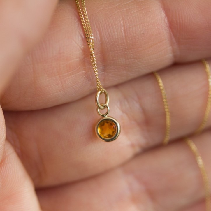 Tiny Citrine necklace - delicate gold necklace