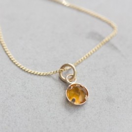 Tiny Citrine necklace - delicate gold necklace