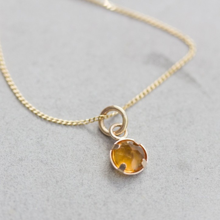 Tiny Citrine necklace - delicate gold necklace