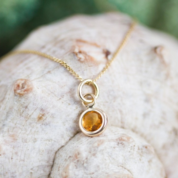 Tiny Citrine necklace - delicate gold necklace