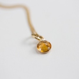 Tiny Citrine necklace - delicate gold necklace
