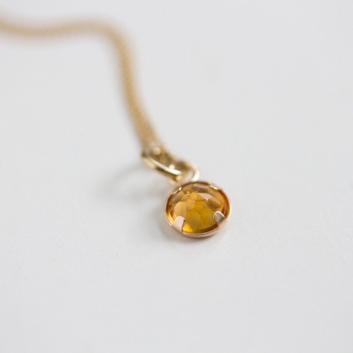Tiny Citrine necklace - delicate gold necklace