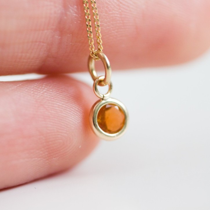 Tiny Citrine necklace - delicate gold necklace