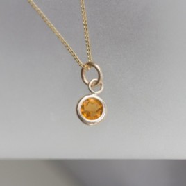 Tiny Citrine necklace - delicate gold necklace