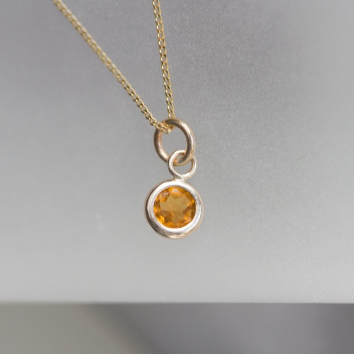 Tiny Citrine necklace - delicate gold necklace