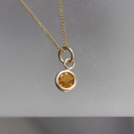 Tiny Citrine necklace - delicate gold necklace