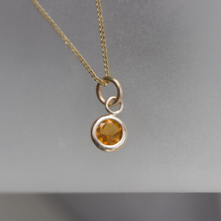 Tiny Citrine necklace - delicate gold necklace