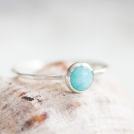 Amazonite ring - skinny stackable