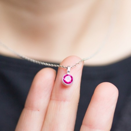 Ruby necklace - delicate minimalistic necklace with 5mm faceted Ruby