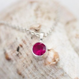 Ruby necklace - delicate minimalistic necklace with 5mm faceted Ruby