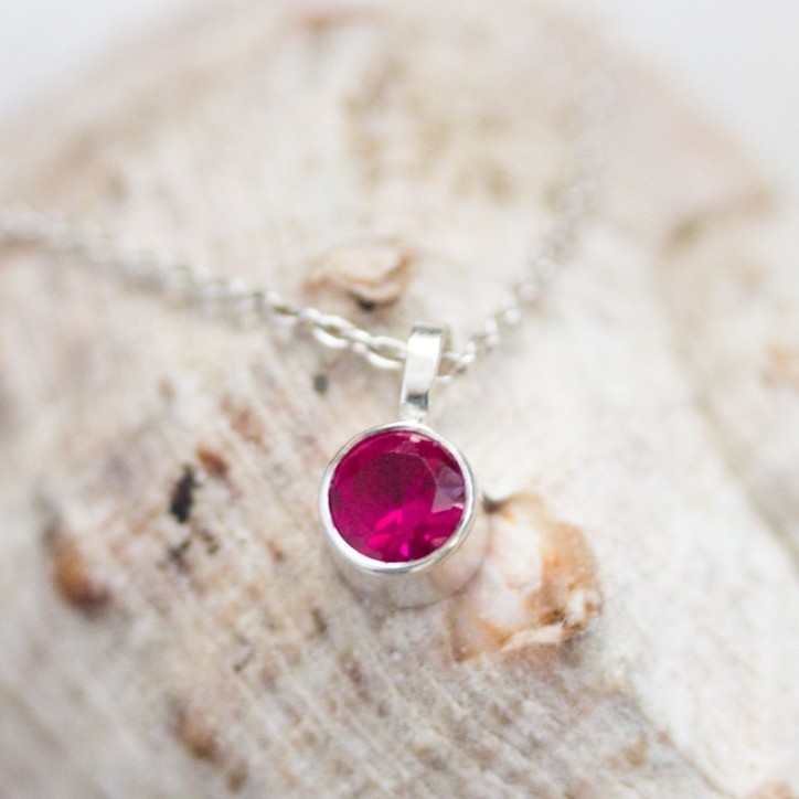 Ruby necklace - delicate minimalistic necklace with 5mm faceted Ruby