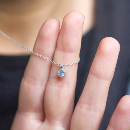 Swiss blue topaz necklace - delicate minimalistic necklace