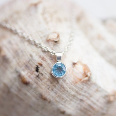 Swiss blue topaz necklace - delicate minimalistic necklace
