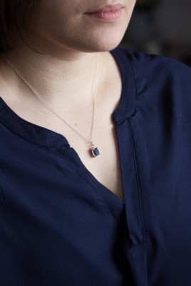 Raw Sapphire necklace,  sterling silver
