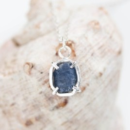 Raw Sapphire necklace,  sterling silver