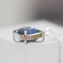 Raw Sapphire necklace,  sterling silver