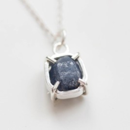 Raw Sapphire necklace,  sterling silver