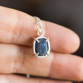 Raw Sapphire necklace,  sterling silver