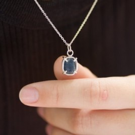 Raw Sapphire necklace,  sterling silver