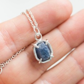 Raw Sapphire necklace,  sterling silver
