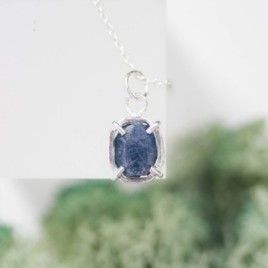 Raw Sapphire necklace,  sterling silver