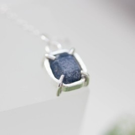 Raw Sapphire necklace,  sterling silver