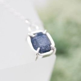 Raw Sapphire necklace,  sterling silver