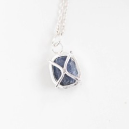 Raw Sapphire necklace,  sterling silver
