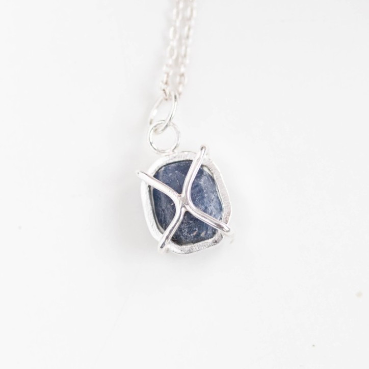 Raw Sapphire necklace,  sterling silver