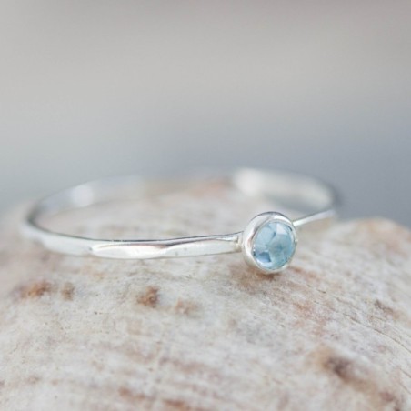 Swiss blue topaz ring - skinny stackable ring