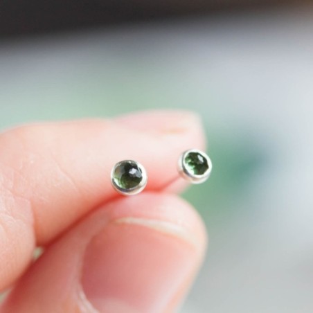 Green Tourmaline stud earrings, moss green