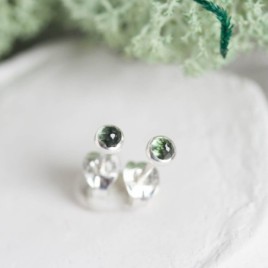 Green Tourmaline stud earrings, moss green
