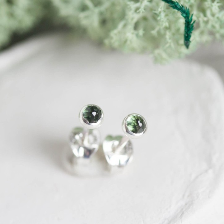 Green Tourmaline stud earrings, moss green Green Tourmaline stud earrings, moss green